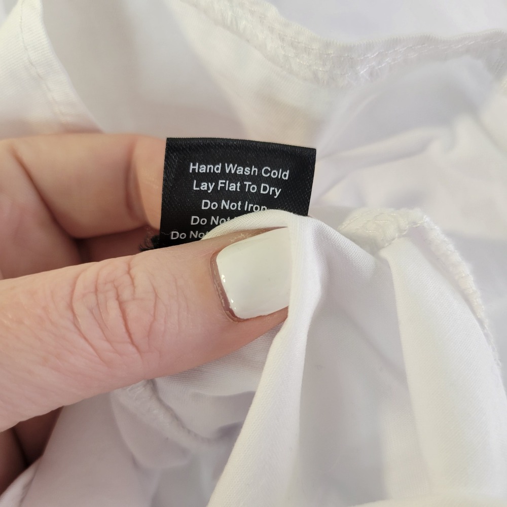 POL White Ruffle Front Button Up Blouse Womens M Cottagecore Romantic Vintage - Picture 10 of 11